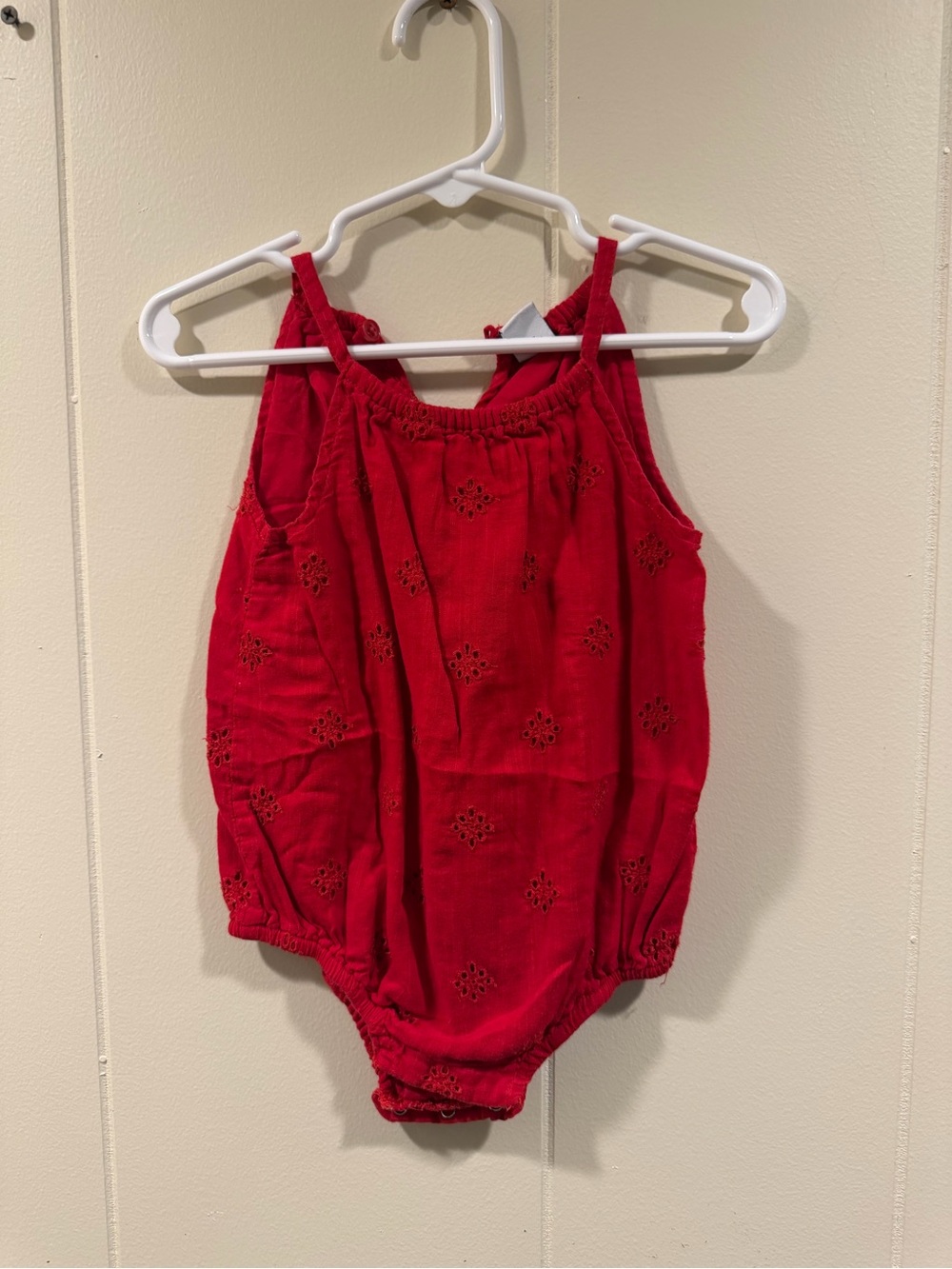 Old Navy Red Cotton Eyelet Baby One-Piece